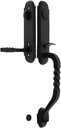 San Carlos Grip Wrought Steel Monolithic Style Tubular Handleset in Matte Black with Right Hand San Carlos Levers and 2 3/8" Backset. Antique Door Hardware.
