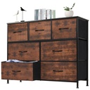 EDX 7 Drawer Dresser, Wide Chest of Drawers Nightstand Storage Tower Storage Dresser Fabric Dresser for Living Room, Bedroom, Hallway, Nursery, Rustic Brown