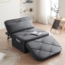 Vonanda Sofa Bed Plus, Convertible Chair 5 in 1 Multi-Function Folding Ottoman Modern Curved Linen Guest Bed with Lock-In Feature for Apartment, Classic Dark Gray