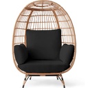 Best Choice Products Wicker Egg Chair Oversized Indoor Outdoor Patio Lounger W/ Steel Frame, 440Lb Capacity - Black