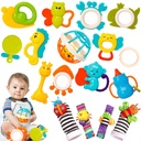 Baby Rattles Toys for 6-12 Months, Baby Toys for 0-6 Months, Infant Newborn Baby Toys for 6-12 Months, Baby Toys for 6 to 12 Months, Girl Boy Gifts Set with Teethers and Wrist Socks Rattle Infant Newb
