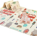 Joystone 78" X 70" Baby Play Mat Floor Mat, Extra Large Reversible Foam Play Mat, Non-Toxic Foldable Animal Print Waterproof Crawl Mat for Toddlers and Babies