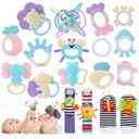 Sixwipe 18Pcs Baby Rattles 0-6 Months, Baby Wrist Rattles & Foot Finders Sock, Newborn Hand and Foot Rattles/Teething Toy for Babies, Newborn Baby Boy Girl Rattles Gifts Set