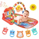 Joystone Baby Gym Play Mat for Babies Tummy Time Mat, Play Music and Lights Piano Playmat Activity Gym for Baby Boy Girl, Infant Toddler Activity Center Toys, Baby Floor Newborn Play Mat, Red