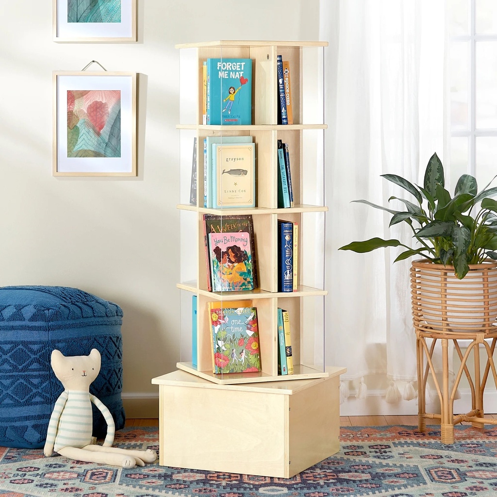 Guidecraft Rotating Book Display | Montessori Bookshelf Tower