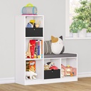Riverridge Kids Cubby Storage Organizer Bench with 5 Toy Storage Shelves and Cushioned Seat for Reading Nook and Playroom Storage - White