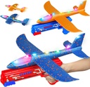 TOYFIT 4 in 1 LED Light Airplane Launcher Toy Set, Throwing Foam Glider Catapult Plane, Outdoor Flying Games Toys for Kids, Birthday Gifts for Boys Girls 3 4 5 6 7 Years Old