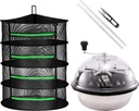 iPower 19 Bud Leaf Bowl Trimmer Machine Twisted Sharp Stainless Steel Spin Cut with Upgraded Gears, and Foldable Hanging Herb Mesh Rack with Zippers, for Hydroponic Plant, 2ft 4-Layer