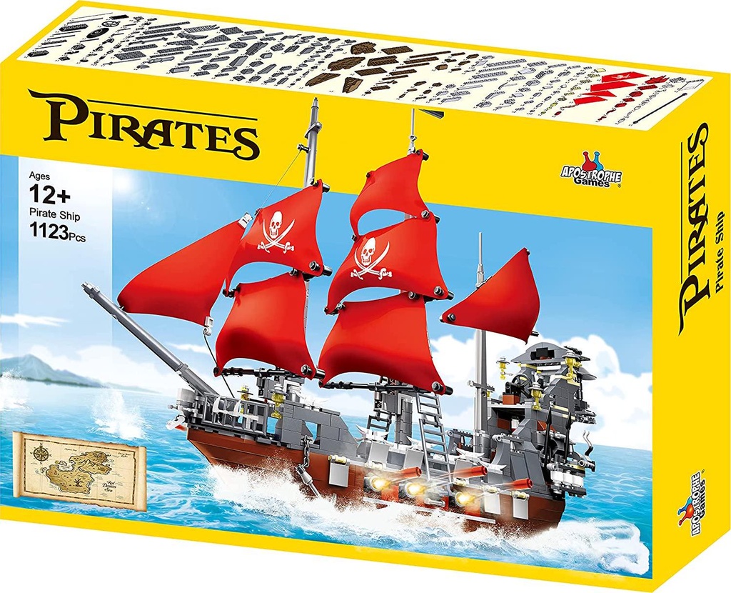 Pirate Ship Building Block Set - 1,123 Pieces for Kids & Adults