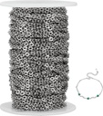 MOUYAT 98 Feet Silver Curb Chain Link, Stainless Steel Twisted Chain Link Bulk with Spool, Curb Chain for Jewelry Making, Necklace, Bracelet, DIY Craft, Key Chain, 4 x 3 x 0.6 mm