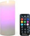 Softflame Flameless Multi-Color Pillar LED Candle 3 X 7" | White | Realistic Moving and Flickering Flame | Remote Control with 2/4/6/8/10/12 Hour Timer Included