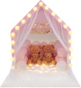 Princess Tent ,Birthday Party Decorations,Kids Play Tent with Lights ,Kids Tent Indoor and Outdoors, 3 , 4 , 5 , 6 , 7 8 9 10 Year Old Girl Birthday Gifts, Kids Playhouse ,Girl Toys