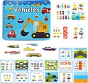 Preschool Montessori Toys for Toddlers, Vehicle Busy Book Learning Toys for Kids Toddlers Preschool Learning Activities, Autism Sensory Educational Toys for Boys and Girls Christmas Birthday Gifts