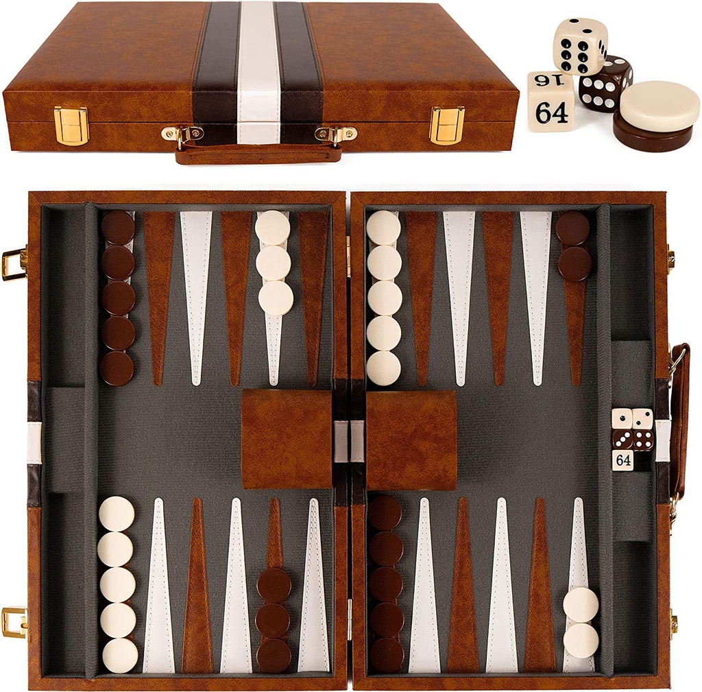 Classic 15 Inch Backgammon Set for Adults & Kids