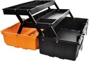 GANCHUN 17-Inch Tool Box,Multi-Purpose 3-Layer Toolboxes with Tray and Dividers,Household Plastic Organizer Box, Orange Folding Storage Box