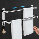 Stretchable 45-75 Cm(17-30 Inches)Towel Bar for Bathroom Kitchen Hand Towel Holder Dish Cloths Hanger SUS304 Stainless Steel RUSTPROOF Wall Mount No Drill Sdjustable (Two BAR)