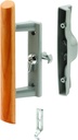 Prime-Line MP1018 Sliding Door Handle Set, 3-15/16 In., Diecast and Wood, Hook Style (Single Pack)