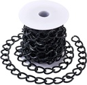 Pandahall 16.4 Feet Aluminium Curb Chains 20x15x1.8mm Unwelded Twisted Chains for DIY Bracelet Necklace Belt Jewelry Making (Black)