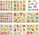 8PACK Wooden Peg Puzzles for Toddlers 1 2 3 Year Olds, Kids Puzzles Set - Letters, Numbers, Animals, Vehicles, Ocean, Vegetables, Fruits and Farm,Educational Learning Toys for Girls and Boys.