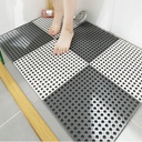 10PCS Interlocking Rubber Floor Tiles with Drain Holes DIY Size 11.8Inx 11.8In Bathroom Shower Toilet Floor Tiles Mat Interlocking Massage Soft Cushion Floor Tiles for Indoor/Outdoor -(Grey+White)