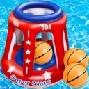 4 In 1 Set Giant 36'' Inflatable Pool Basketball Hoop with 3 Balls 6 Score Hole Swimming Pool Party Game Toys Kids Adults Family Volleyball Beach Ball Toss Game Summer Outdoor Water