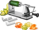 Mitbak Stainless Steel Vegetable Spiralizer Slicer | Industrial-Grade 3-Blade Zoodle Maker | Restaurant-Quality Spiral Slicer Great for Low Carb, Paleo, Vegan, Keto, Spaghetti | Premium Kitchen Tools