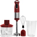 Healthy Choice Stick Hand Blender - 700W Powerful 3-in-1 Electric Hand Blender - Ideal for Blending, Mincing, Chopping, Whipping, Pureeing, Frothing - Slim, Detachable and Dishwasher Safe Handheld Mixer - Red