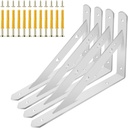 Shelf Brackets Heavy Duty, 4 Pack White 10 Inch Floating Shelf Bracket, Max Load 300 Lbs of Metal Triangle Decorative Shelf Support Brackets for Wall Mount
