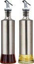 HAIZEEN [2 Pack] 500ml/17 oz Oil and Vinegar Cruet,Glass Oil Bottle,Olive Oil Dispenser for Kitchen and BBQ with Drip-Free and Dust-Proof Spouts