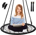 Display4top Spider Web Tree Swing,40 Round Outdoor Web Tree Net Swing,Rope Swing, Durable Adjustable Hanging Ropes, Easy Install - for Kids, Adults and Teens (Black)
