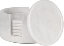 RADICALn Coaster Set Handmade Marble 3.5 Inches Warming Coffee Mug Office Coasters Set - Kitchen Caddy Drinkware White