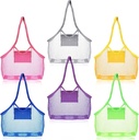 Frienda 6 Pieces Mesh Beach Tote Bag Portable Travel Mesh Bag Large Mesh Beach Bag Toy Organizer Storage Bag Away from Sand for Holding Beach Toys, Camping, Outdoor Sports, 18 x 12 x 18 Inch