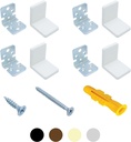 YAPIKAN 4Pcs White Heavy Duty Furniture Kitchen Cabinet Wall Mount Hanger Bracket 1.57X1.57 Inch - Decorative Plastic Cover Metal L Corner Support Brackets for Fixing Bookshelf, Bathroom Shelf, Table