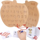 Alphabet Tracing Board, Wood Double-Sided Letters Tracing for Kids, ABC Learning and Education Toys for Preschooler, Montessori Gift for Toddler 3, 4, 5