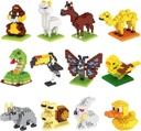 Party Favors for Kids, 12 Animals Building Blocks for Kids Goodie Bag Stuffers Birthday Party Supplies Xmas Gifts, STEM Educational Toys for Boys Girls