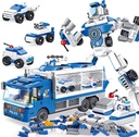PANLOS STEM Robot Educational Learning Building Bricks Toy Carrier Truck Set Vehicles Gifts for Kids Boys and Girls Tight Fit and Compatible with All Major Brands (Blue)-653PCS