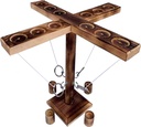 Ring Hook Toss Game, Wooden Hook and Ring Tossing Game with Shot Ladder for Party Outdoor Handmade Handheld Ring Hook Fast-Paced Family Interactive Gaming Toys