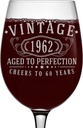Vintage 1962 Etched 16oz Stemmed Wine Glass - 60th Birthday Gift Aged to Perfection - 60 Years Old Anniversary