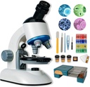 Microscope for Kids, 100X-1200X Microscope Kit for Kids 8-12 5-7 with Blank and Prepared Slides, Rotating Eyepiece, LED Light and Carrying Desk Box, Kids Microscope Science Kit Suitable for Education