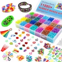 Inscraft 11880+ Loom Bands Set: Colorful Loom Rubber Bands in 28 Colors with Container, 600 Clips, 200 Beads, 52 ABC Beads, Premium Bracelet Making Refill Kit for Girls Kids Gift DIY Craft
