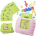 zuhafa Preschool Educational Machine Early Learning Educational Toy for Toddlers 56 PCS Talking Flashcards See and Spell Learning Toy Recognition Game Sound Game Interactive Books for Kids (Animals)