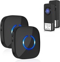 Wireless Doorbell, Remote Door Bell Ringer Wireless Long Range 300M with 58 Melodies, Coolqiya Portable Doorbell with 2 Waterproof Transmitters and 2 Plug-In Receivers