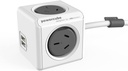 New Allocacoc Powercube 4 Outlets 2 USB Ports Surge Protector 1.5M Extension Cord Wall Adaptor with Safety Resettable Fuse Grey Color 5400/AUEUPC/GREY