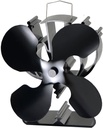4-Blade Heat Powered Stove Fan for Wood/Log Burner/Fireplace Increases 80% More Warm Air than 2 Blade Fan- Eco Friendly(Black)