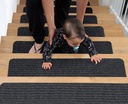 Non Slip Carpet Stair Treads, Set of 15, Rug Non Skid Runner for Grip and Beauty. Safety Slip Resistant for Kids, Elders, and Dogs. 20Cm X 75Cm（7.8" X 29.2", Brown/Gray, Pre Applied Adhesive