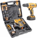 47Pcs 12V Cordless Drill Driver Set Household Hand Tool Kit W/ 2 Batteries