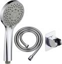 Handheld Shower Head with 5 Spray Setting Modes, Self Adhesive Water Saving Showerhead, Multi-Functions, Bathroom Accessories W/ 59'' Hose, Bracket, Chrome