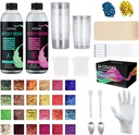 55 PCS Epoxy Resin Kit for Beginners, Resin Kits and Molds Complete Set, Crystal Clear Resin Casting Kit Includes Colors Pigments, Dyes, Glitters, Measuring Cups Jewelry Making, Art, DIY, Wood