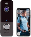 Video Doorbell Wireless,Doorbell Camera with Free Cloud Storage,Human Motion Detection, Real Time,2-Way Audio, Night Vision, IP65, 166°Wide Angle (Doorbell Camera)