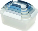 Joseph Joseph Nest Lock Plastic Food Storage Container Set with Lockable Airtight Leakproof Lids, 10-Piece, Sky